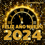 Reloj de oro Feliz Año Nuevo 2024 GIF imagen