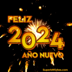 Fantásticos fuegos artificiales Feliz Año Nuevo 2024 GIF