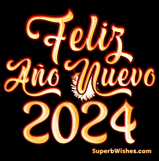 Magníficos fuegos artificiales Feliz Año Nuevo 2024 GIF