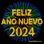 Brillante y colorido Feliz Año Nuevo 2024 GIF