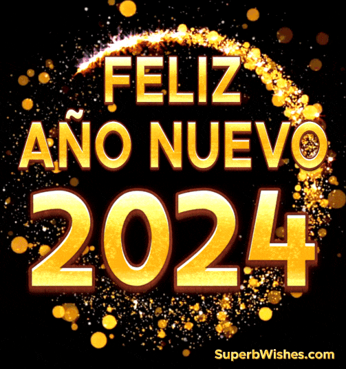 Elegante dorado Feliz Año Nuevo 2024 GIF
