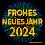 Helles und buntes Frohes neues Jahr 2024 GIF