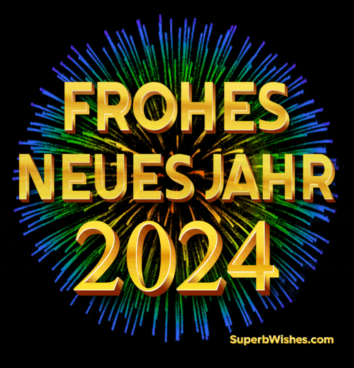 Helles und buntes Frohes neues Jahr 2024 GIF