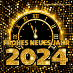 Goldene Uhr Frohes neues Jahr 2024 GIF Bild