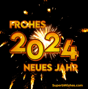 Fantastisches Feuerwerk Frohes neues Jahr 2024 GIF