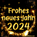 Frohes neues Jahr 2024 mit animiertem Sternenstaub GIF