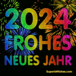 Buntes Feuerwerk Frohes neues Jahr 2024 GIF Bild