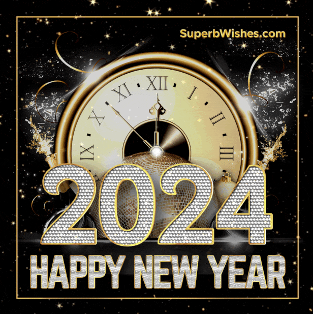 Awesome New Year 2024 Clock Animated GIF