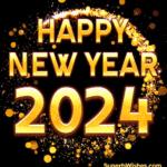 Elegant golden Happy New Year 2024 GIF