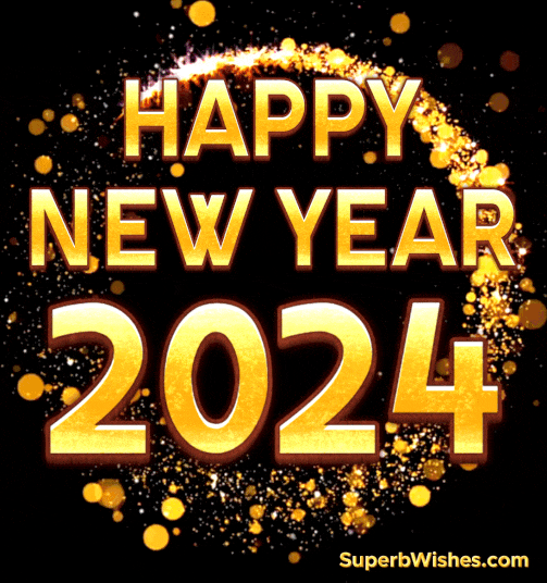 Elegant golden Happy New Year 2024 GIF