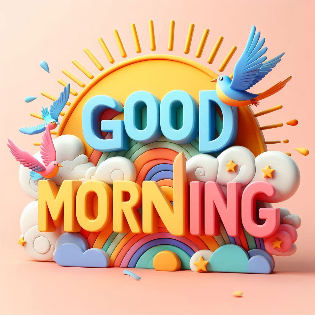 3d good morning image with sun