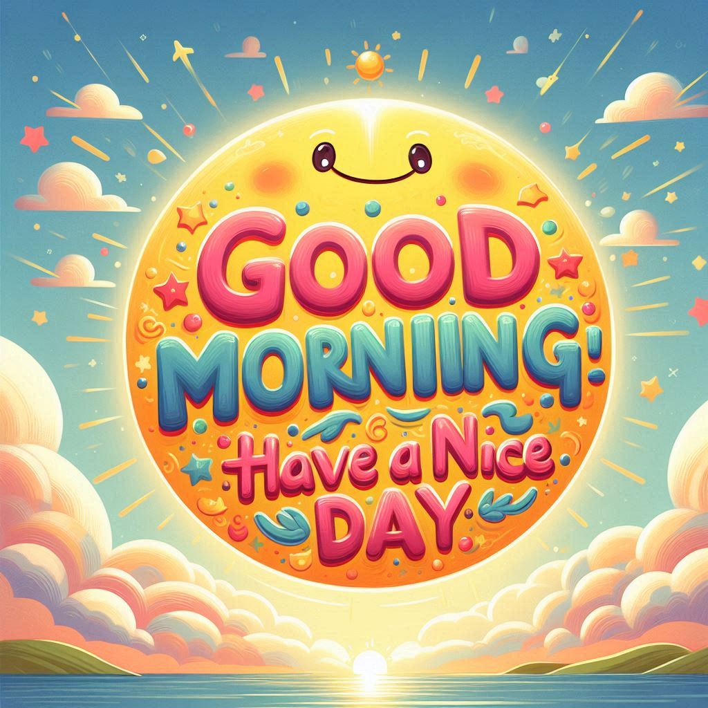 3D good morning have a nice day image with smiley sun