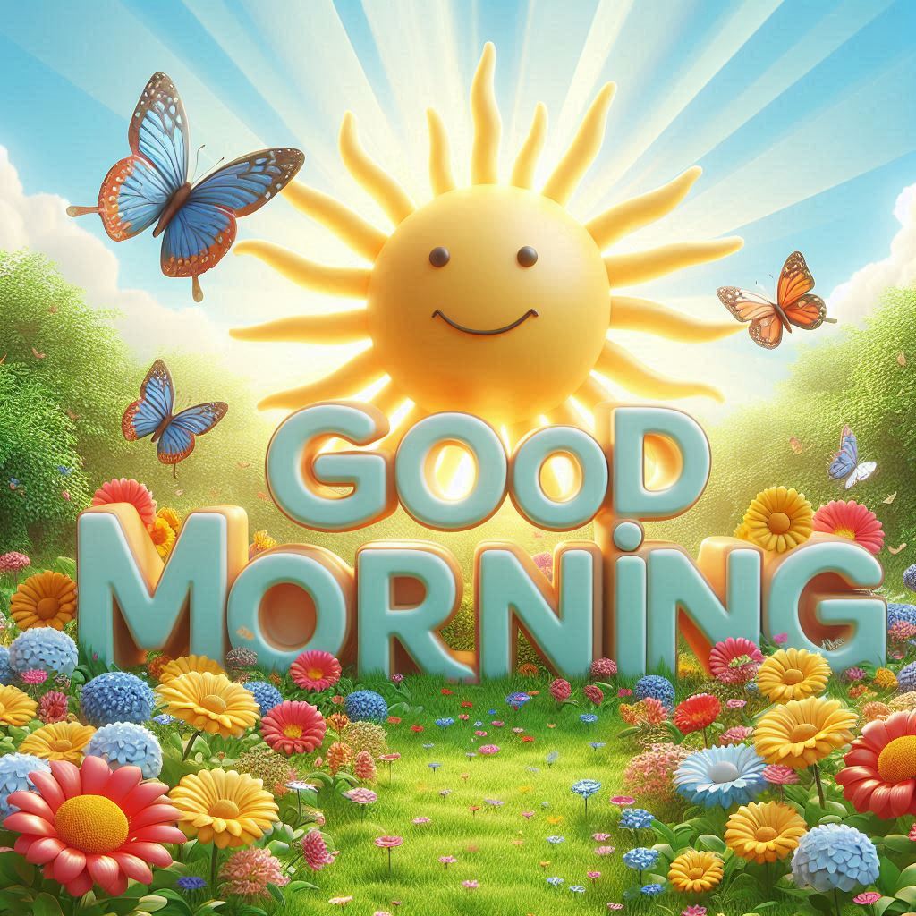 3D good morning image with sun