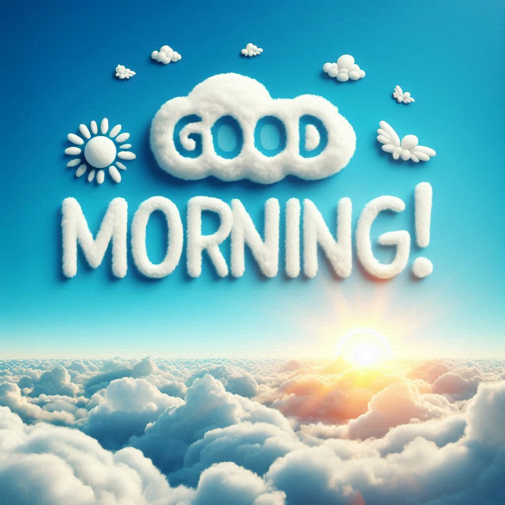 Good morning image with blue sky and clouds