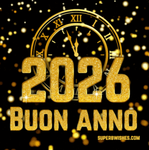 Splendido orologio GIF animato per il nuovo anno 2026