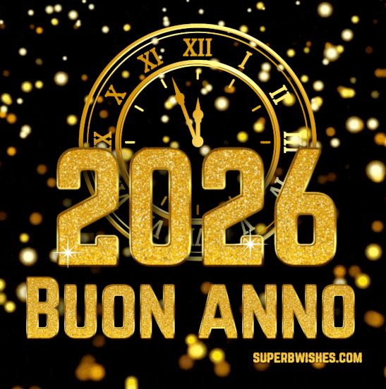 Splendido orologio GIF animato per il nuovo anno 2026