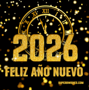Impresionante reloj GIF animado para el Año Nuevo 2026