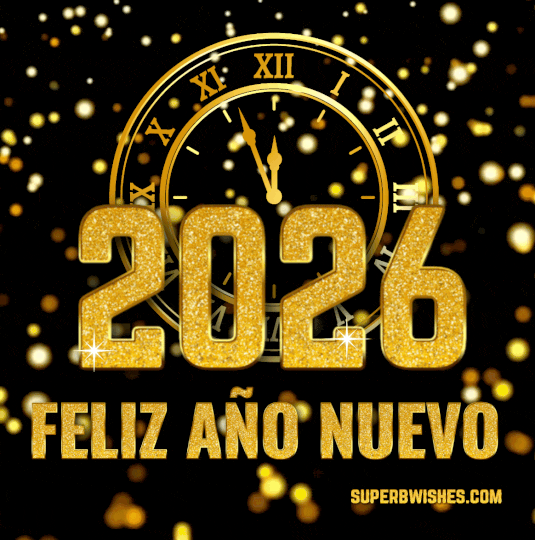 Impresionante reloj GIF animado para el Año Nuevo 2026