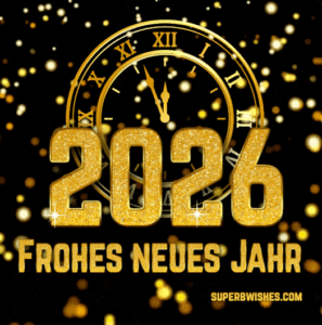 Atemberaubende animierte GIF Uhr für das neue Jahr 2026