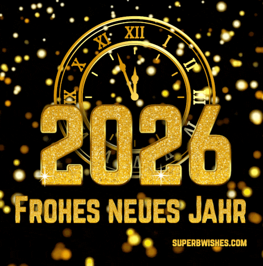 Atemberaubende animierte GIF Uhr für das neue Jahr 2026